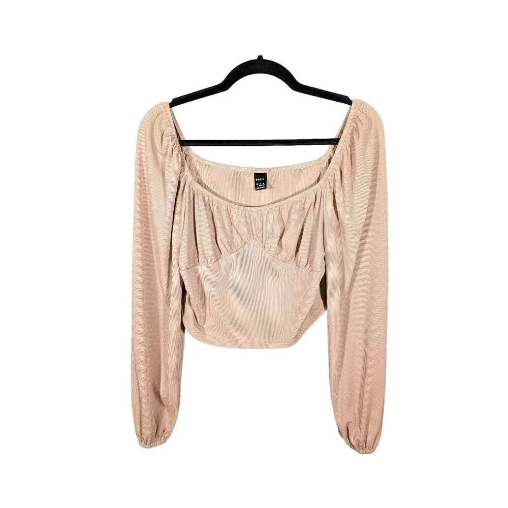 Shein Long Sleeve Low Cut Pink Shirt Women's Large